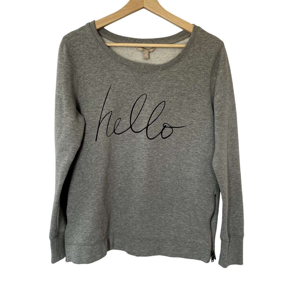 Banana Republic oversized gray crewneck sweater hello fleece pullover women's M